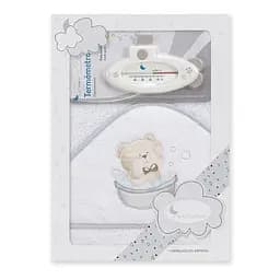 Рушник з капюшоном і термометром Interbaby Bath, 100х100 см, сірий (8100254)