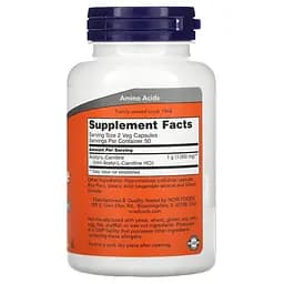 Жироспалювач NOW Acetyl-L-Carnitine 500 mg, 100 вегакапсул - мініатюра 2