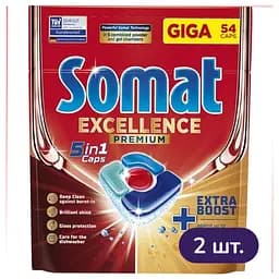Капсулы для посудомоечной машины Somat Exellence 5 в 1  108 шт. (2 уп. х 54 шт.)