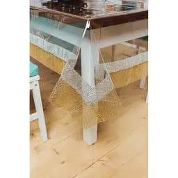 Скатертина силіконова зі срібно-золотою стразовою стрічкою 350х170 см