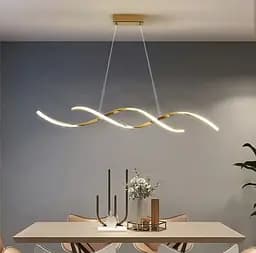 Видовжена люстра Gemo Led у золотому корпусі у двох розмірах Line.F Довжина 120 см