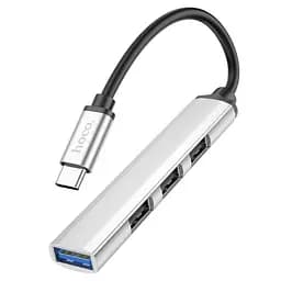 Кабель-переходник Hoco HB26 4 in 1 adapter(Type-C to USB3.0+USB2.0x3) серебристый