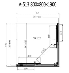 Душова кабіна Dusel A-513 80x80x190 шиншила, Універсальна, матовий, хром, 80x80 - мініатюра 2