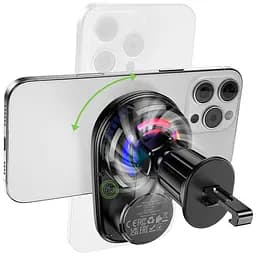 Автотримач з БЗП Hoco HW36 Electric 15W with cooler (air outlet) Black - мініатюра 5