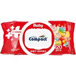Вологі серветки для дітей Ultra Compact з клапаном, 120 шт.