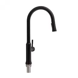 Змішувач для кухні з висувним виливом Qtap Baruska 9137103UB Чорний матовий