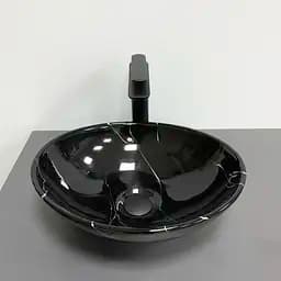 Умивальник VBI Parma black marmo glossy накладний VBI-011023, Чорний - мініатюра 3
