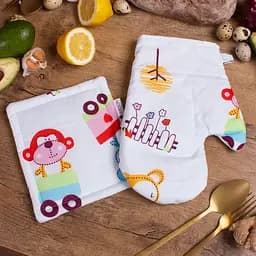 Набір MirSon №7003: прихватка, 17х17 см та рукавиця, 27х17 см, білий (2200006772705)