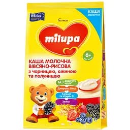 Каша молочная овсяно-рисовая Milupa с черникой, ежевикой и клубникой для детей от 6 месяцев 210 г