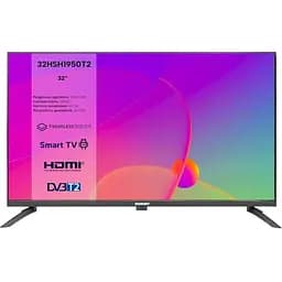 Телевізор 32" Romsat 32HSQ1221T2, чорний, LED, 1366х768, 60 Гц, 3500:1, Smart TV (Android 14), DVB-T2/C, Wi-Fi, bloetooth, RJ45,
