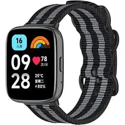 Нейлоновый ремешок Primo Traveller для часов Xiaomi Redmi Watch 3 Active Black Grey