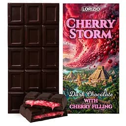 Шоколад чорний Lorizio з вишневою начинкою "CHERRY STORM" 200 г