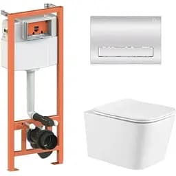 Набір Q-tap Nest 4 в 1 підвісний унітаз Crow Ultra Quiet 490x360x290 + комплект інсталяції QT05335171W45132