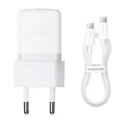 Мережевий зарядний пристрій Baseus Palm Fast Charger Type-C 30W + Cable Type-C to Type-C P10111605213-01 White