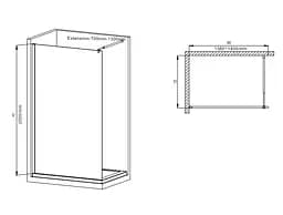 Душова перегородка Mixxus Premium Flat SP02-140x200-TR Black Walk-In прозоре скло 8 мм MI6858, прозоре, чорний матовий - мініатюра 2