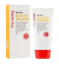 Сонцезахисний крем з вітамінами С, Е та бджолиним воском DR-V8 Vita Sun Cream spf 50+ PA+++ Farmstay 70 мл