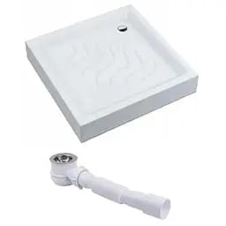 Квадратний душовий піддон (низький) WIZ 80х80х15 см. Акриловий з панеллю та ніжками