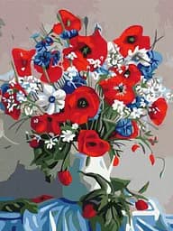 Картина по номерам на подрамнике Brushme Маки в вазе