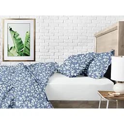 Дитяча постільна білизна в ліжечко FLOWERS CS1, блакитний (FlowersWhiteBlue_White_140) - мініатюра 3