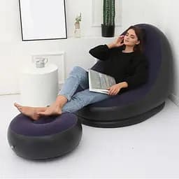 Надувне крісло з чорним пуфиком для ніг до 150 кг A-Sofa