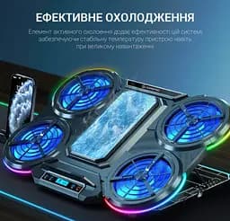 Охолоджувальна підставка для ноутбука до 18 дюймів GamePro GPCP-1450 5xfans - мініатюра 12