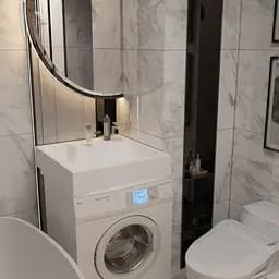 Раковина глянцева над пральною машиною Amidicon Breeze 60 600x600 з литого каменю BREEZE_60_HL, Білий - мініатюра 9