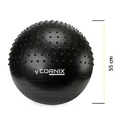 М'яч для фітнесу (фітбол) Cornix 55 см напівмасажний Anti-Burst Black XR-0458 - мініатюра 8