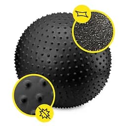 М'яч для фітнесу (фітбол) Cornix 65 см масажний Anti-Burst Black XR-0482 - мініатюра 8