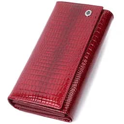 Шкіряний лакований гаманець з блоком для кредитних карток ST Leather 22682 червоний