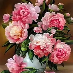 Алмазна мозаїка Чарівний діамант Рожеві півонії зі стразами на підрамнику 30х30 см (1757057305)