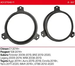 Проставки під динаміки 165 мм / 6.5" ACV 271040-11 для автомобілів Citroen, Peugeot, Toyota, Subaru - мініатюра 4