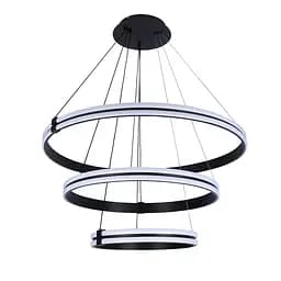 Люстра стельова LED Levistella 7871220 (400+600+800) BK, 210W, чорний метал, 3 режими світла, сучасний стиль для дому