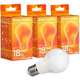 Набор светодиодных ламп Евросвет 18 Вт 4200 К A-18-4200-27 Е 27, 3 шт. (58948)