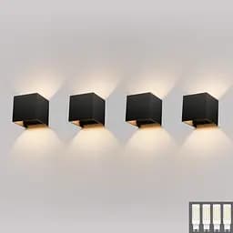 Світлодіодні настінні світильники Klighten 4 Pack Зовнішні Внутрішні Теплі білі 3000K Сучасний пусковий дизайн 9 Вт