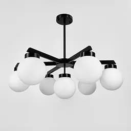 Чорна люстра на 7 білих плафонів Ø 75 см | Арт. SGJ 6/7 BK+WT | Line F