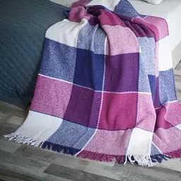 Плед вовняний Vladi Ельф 170х210 біло-лилово-сливовий 1