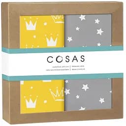 Пелюшки дитячі багаторазові Cosas Yellow Crown 2 шт 80х100 см (Бязь_КороныЖелт_ЗвездопадБС)
