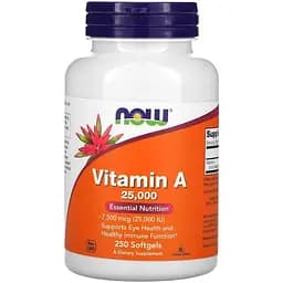 Вітаміни та мінерали NOW Vitamin A 25000 IU, 250 капсул