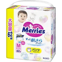 Підгузки-трусики Merries дихаючі M 6-11 кг 62 шт.