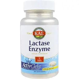 Лактаза KAL Lactase Enzyme 250 мг 60 гелевих капсул