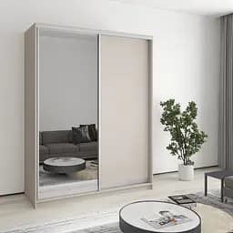 Шкаф-купе двухдверный MebelStar Комбо AL ДСП/Зеркало 160x45x210 см Кашемир (MBS-2735)