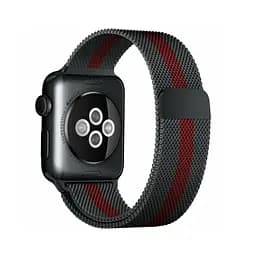 Ремінець Creasted для годинника Milanese loop steel bracelet Apple watch, 38 40 мм Black red - мініатюра 2