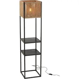 Лампа підлогова J-line квадратна з поличками та абажуром із джутової мотузки 134 см (46472)