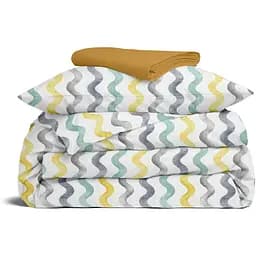 Комплект постільної білизни Cosas Waves CS1 Підлітковий жовтий (WaveGreyYellowMint_16Mustard_155)