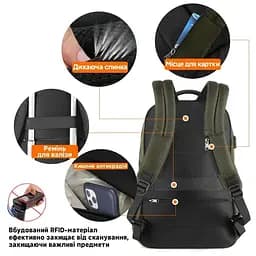 Рюкзак Tigernu T-B3906B 15.6 Army Green - мініатюра 4