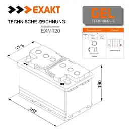 Акумулятор гелевий EXAKT 120Аh / 12V GEL - мініатюра 2