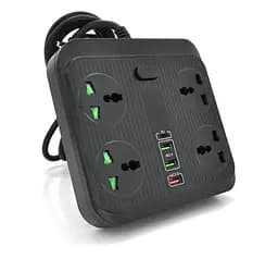 Сетевой фильтр TB-Т18, 4 розетки + 2 USB+ PD, 2 м, сечение 3х0,75мм, 3000W, Black - мініатюра 1