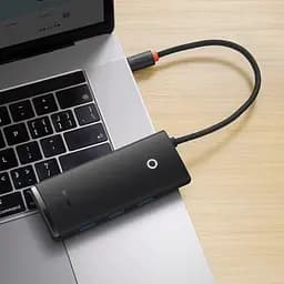 Usb-хаб Baseus Lite Series 5-Port Type-C Hub Docking Station (Type-C to HDMI+Usb3.0x3+PD) Чорний - мініатюра 3