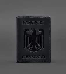 Кожаная обложка для паспорта с гербом Германии темно-синяя Crazy Horse