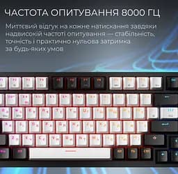 Клавиатура игровая механическая GamePro MK-160-B MAX USB Hot-Swap Outemu Magnetic Switch Black-White - мініатюра 11